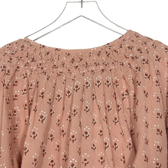 Cleobella Rue Blouse Womens Large Organic Cotton Boho Peasant Petal Pink Top - Picture 11 of 15
